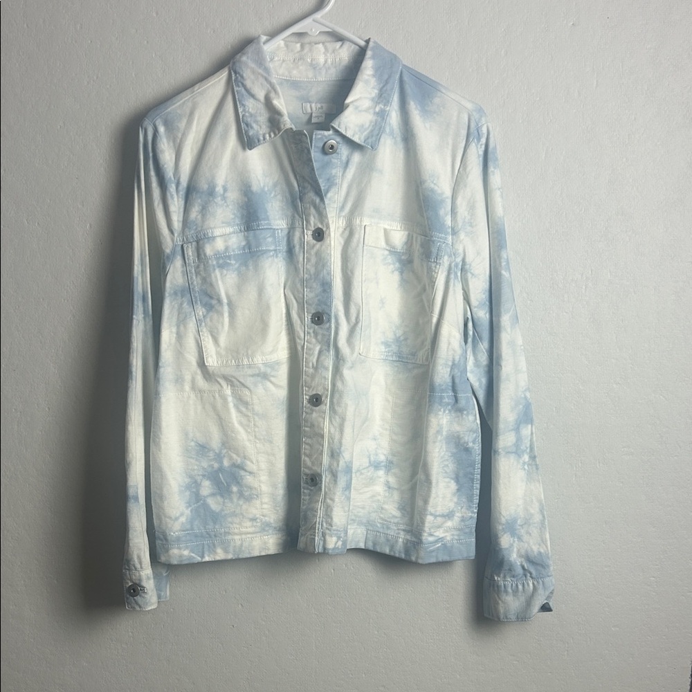 J. Jill Blue and White Tie-Dye Jean Jacket